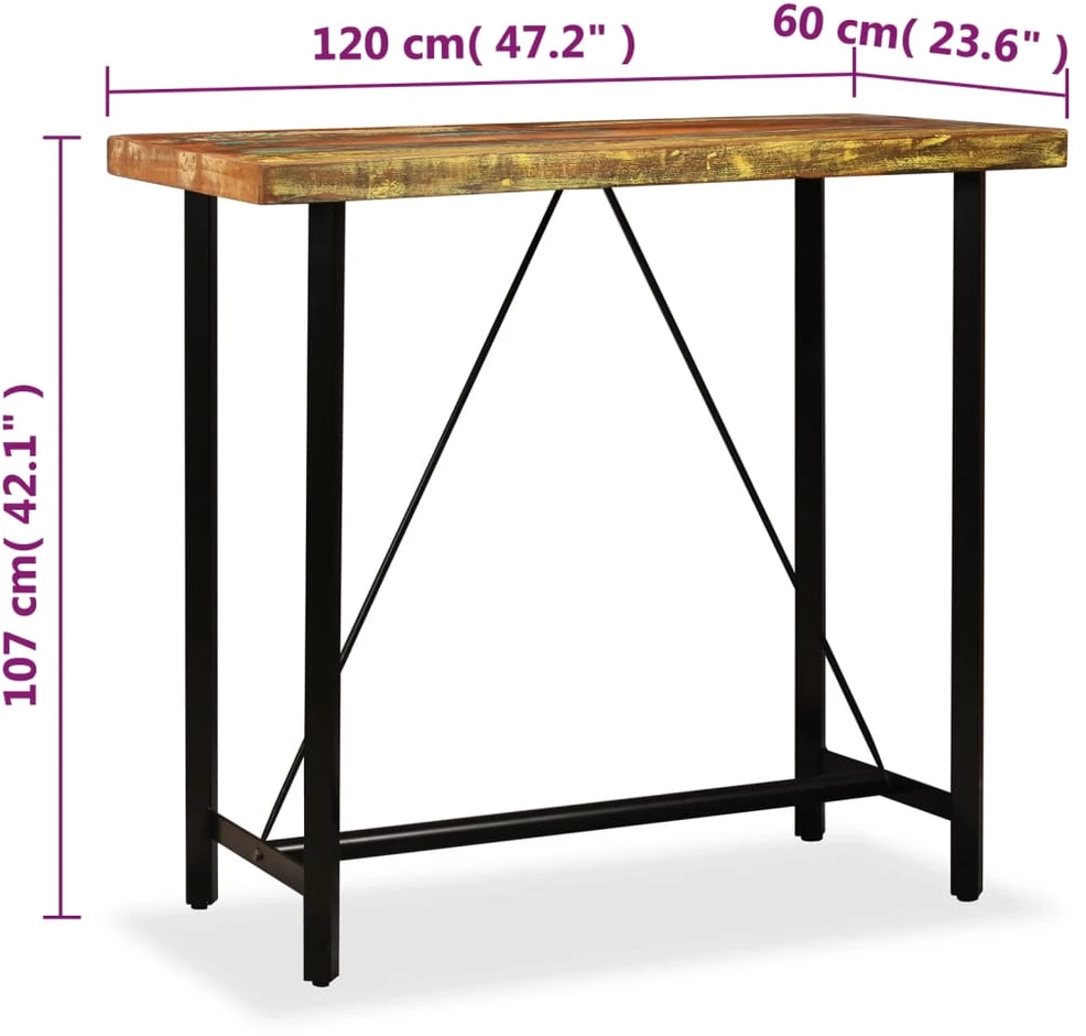 Baro stalas, perdirbta mediena, 120x60x107cm