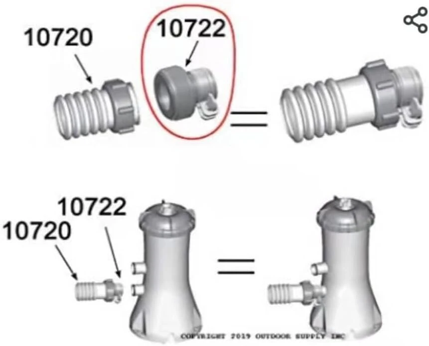 Baseino adapteris type b, 3 dalių žarnos adapterio filtro siurblio jungtis, skirta intex baseinui, vamzdžio jungties adapteris su sriegiu 1,25 colio ir 1,5 colio žarnai