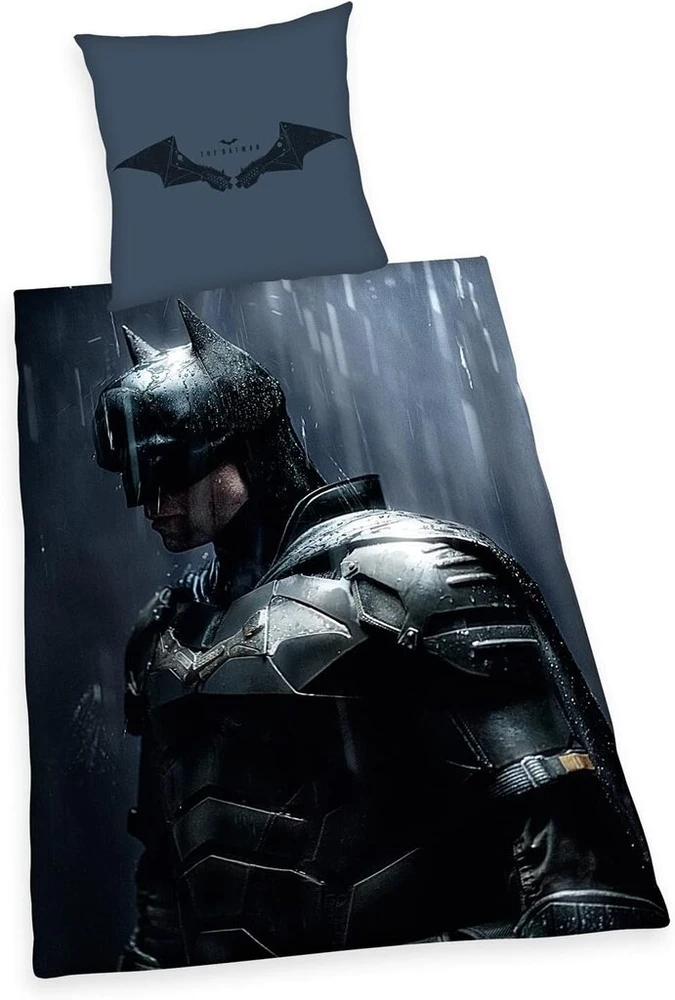 Batman patalynės komplektas, pagalvės užvalkalas apie 80 x 80 cm, antklodės užvalkalas apie 135 x 200 cm, su lygiu prekės ženklo užtrauktuku, 100% medvilnė, Renforcé
