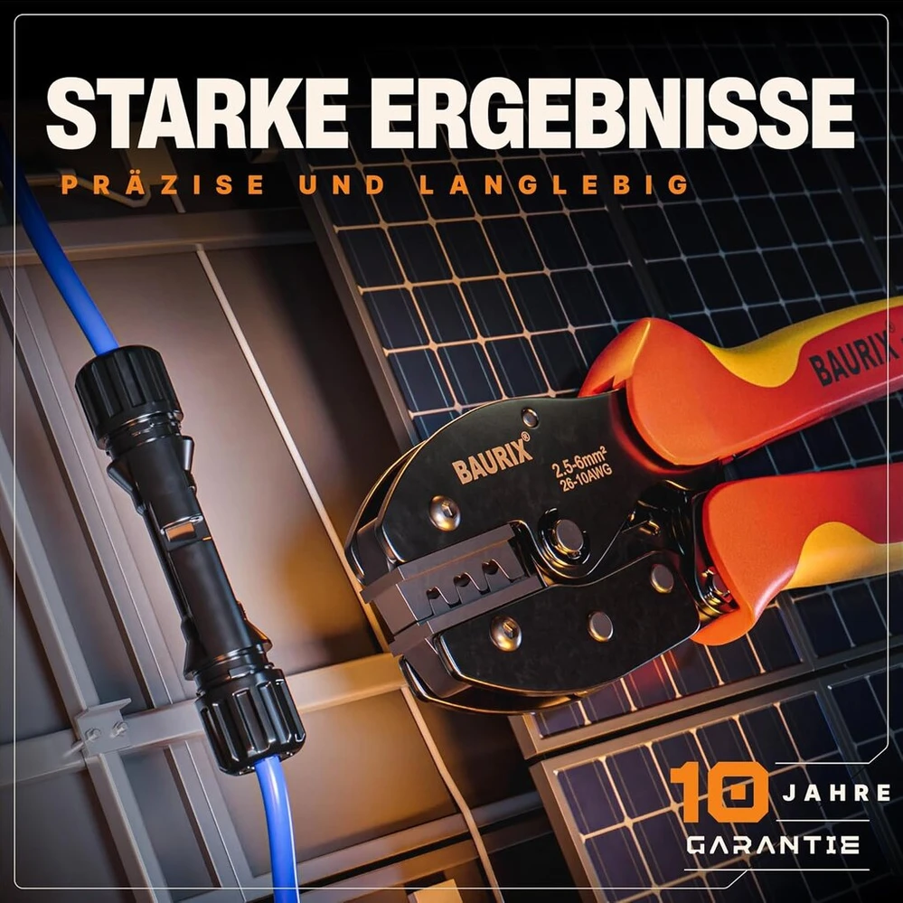 Baurix® replės Mc4 jungtims 2.5-6mm² - tinkamam Pv saulės kabelio įrengimui - elektriko įrankis profesionalams ir "pasidaryk pats" entuziastams - Magec