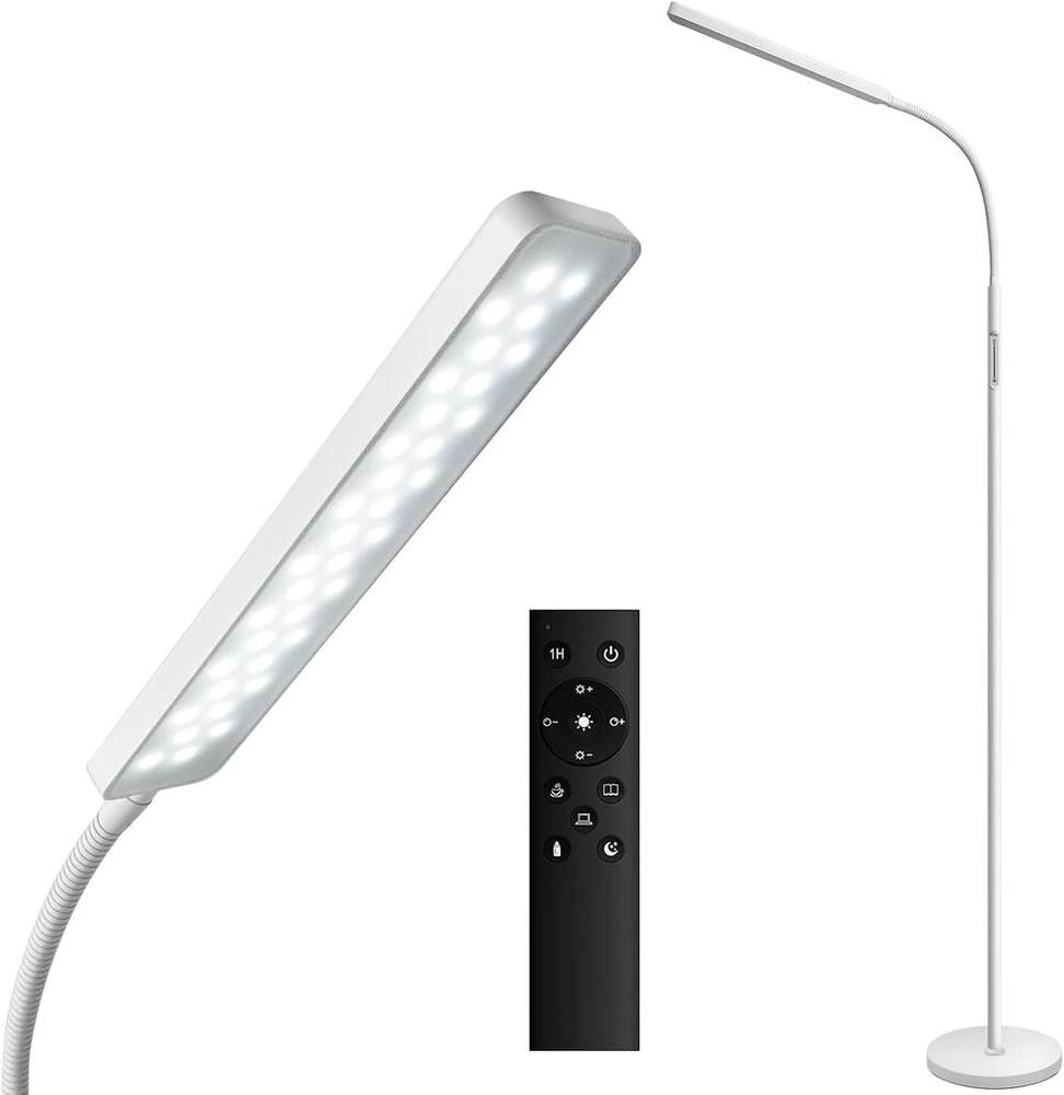 Bbhome pastatomas šviestuvas Led, reguliuojamas, 10 W, skaitymo lempa su 4 spalvų temperatūromis su nuolatiniu pritemdymu, valdymas lietimu ir nuotoliniu būdu, 1h laikmatis, pastatomas šviestuvas svetainei, miegamajam, biurui, baltas