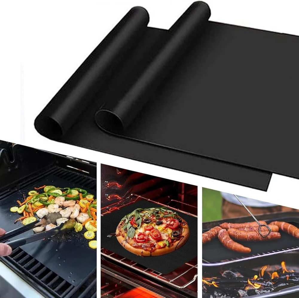 Bbq kepimo kilimėlis, kepimo kilimėliai, 5 vnt. rinkinys, 40 x 33 cm, nelipni tefloninė kepimo plokštė, dujinė kepsninė, kepimo popierius, daugkartinio naudojimo, skirtas anglių kepsninei, elektrinei kepsninei, orkaitei, kepsninės priedai