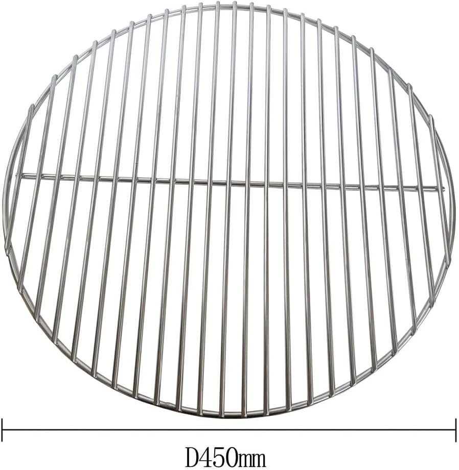 Bbqnovation nerūdijančio plieno kepimo grotelės, apvalios, 45 cm, skirtos 47 cm skersmens kepsninėms - suderinamos su Weber Original Virdulys 47 cm, Weber Compact Virdulys 47 cm, Weber Performer 47 cm, Bar B Virdulys 47 cm