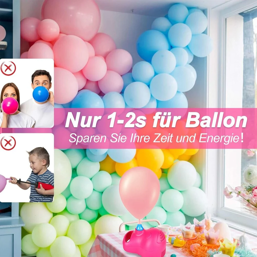 Beautyovo balionų pūtiklis, balionų pūtiklis su laidu, elektriniai balionai, balionų pūtiklis vakarėliams, gimtadieniams, vestuvėms ir festivalių dekoracijoms (mėlynas + rožinis)