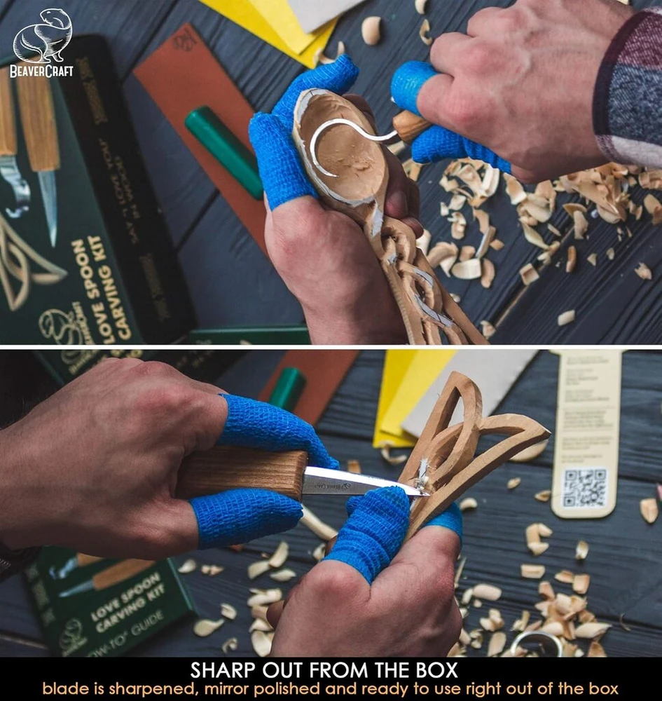 Beavercraft rinkinys šaukštų drožimui pradedantiesiems Diy04 - medžio drožimo hobio rinkinys suaugusiems ir paaugliams