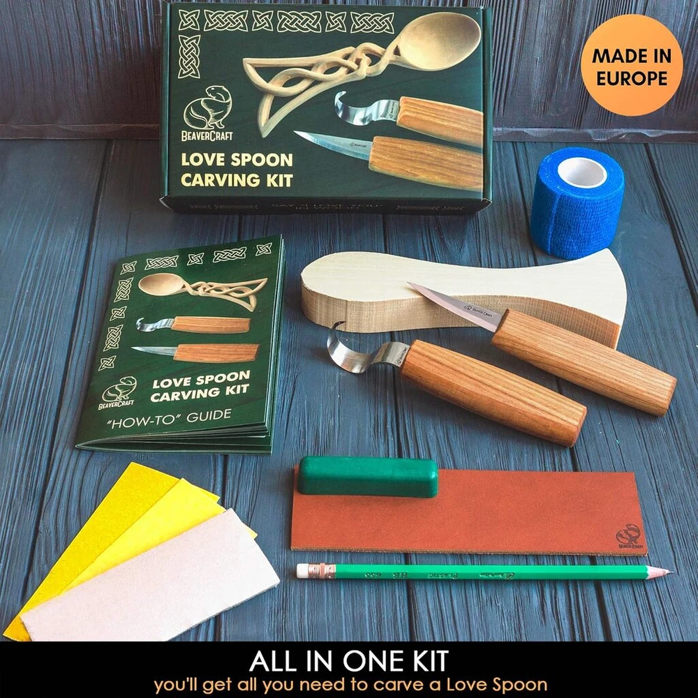 Beavercraft rinkinys šaukštų drožimui pradedantiesiems Diy04 - medžio drožimo hobio rinkinys suaugusiems ir paaugliams