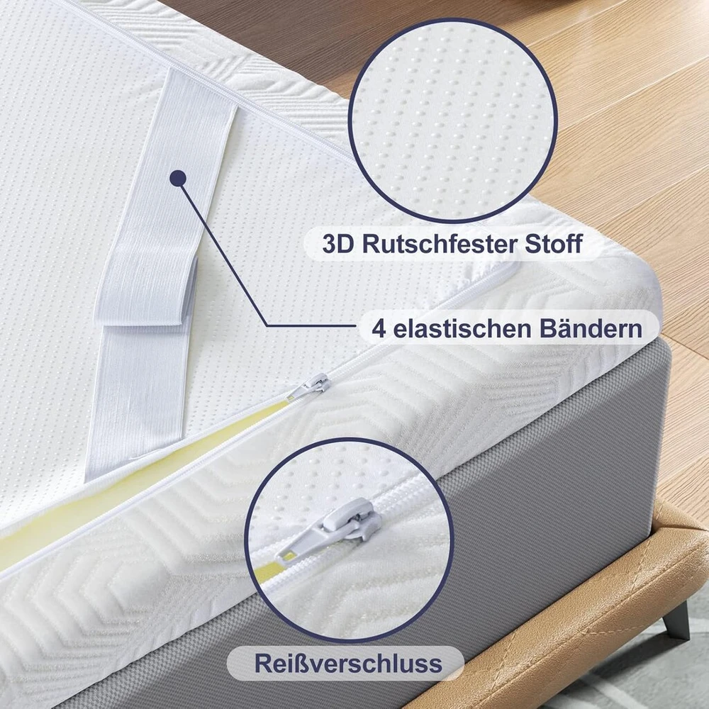 Čiužinys Bedstory 7 cm aukščio antčiužinis 160 x 200 cm, 2 viename kietumo lygiai H2 ir H3, 7 zonų antčiužinis pagamintas iš šalto putų poliuretano, antčiužinis spyruoklinei lovai, kemperiui, sofai-lovai