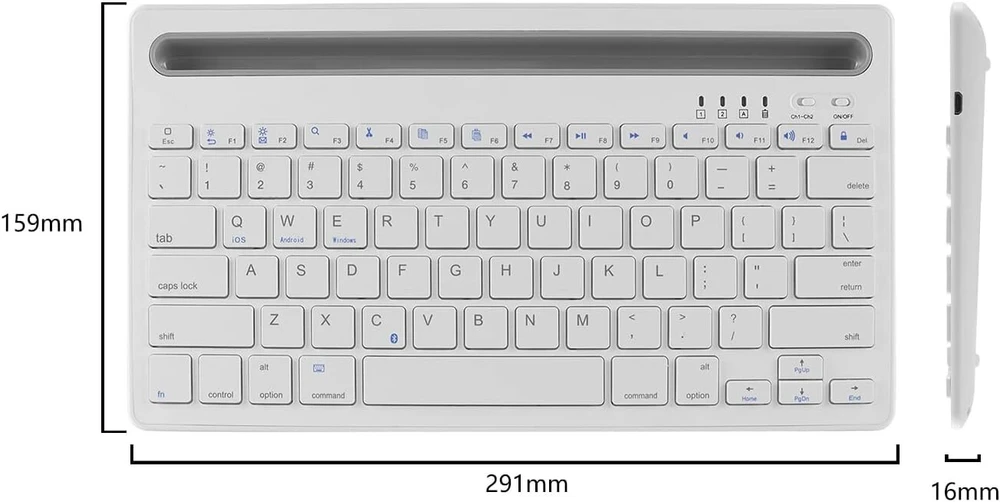 Belaidė bluetooth klaviatūra, belaidė įkraunama tyli Qwerty klaviatūra su 2 kanalais, skirta Ipad, Mac, Pc, nešiojamam kompiuteriui, planšetiniam kompiuteriui, Surface, telefonui, kompiuteriui, Smart Tv, Windows/android/ios