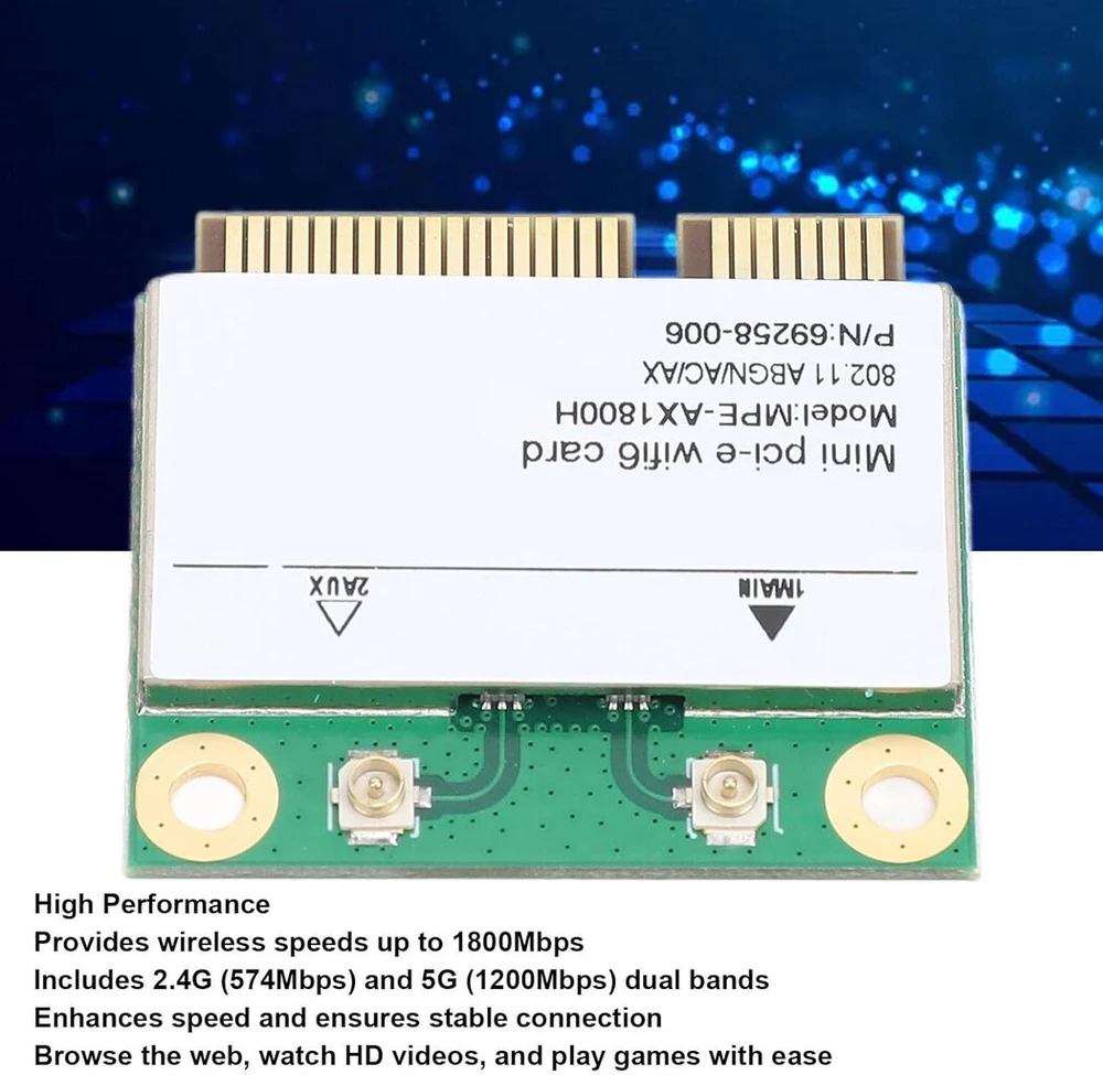 Belaidė kortelė Mpe Ax1800h Rtl8852be 1800mbps Dual Band Wireless Fidelity 6 Bluetooth 5.2 Pcie tinklo adapteris, skirtas Android, skirtas Linux