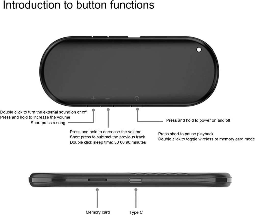 Kompiuterio kolonėlės Belaidė pagalvės kolonėlė su Bluetooth 5.3, 20 val. veikimo