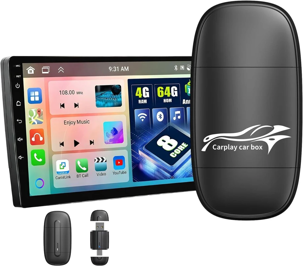 Automagnetola Belaidis "android Auto" ir "carplay" adapteris, konvertuoja laidinį "android Auto" į belaidį, itin greitas ir stabilus, belaidis "plug & Play Carplay" valdymas automobiliams nuo 2017 m. ir "iphone Ios 10+"
