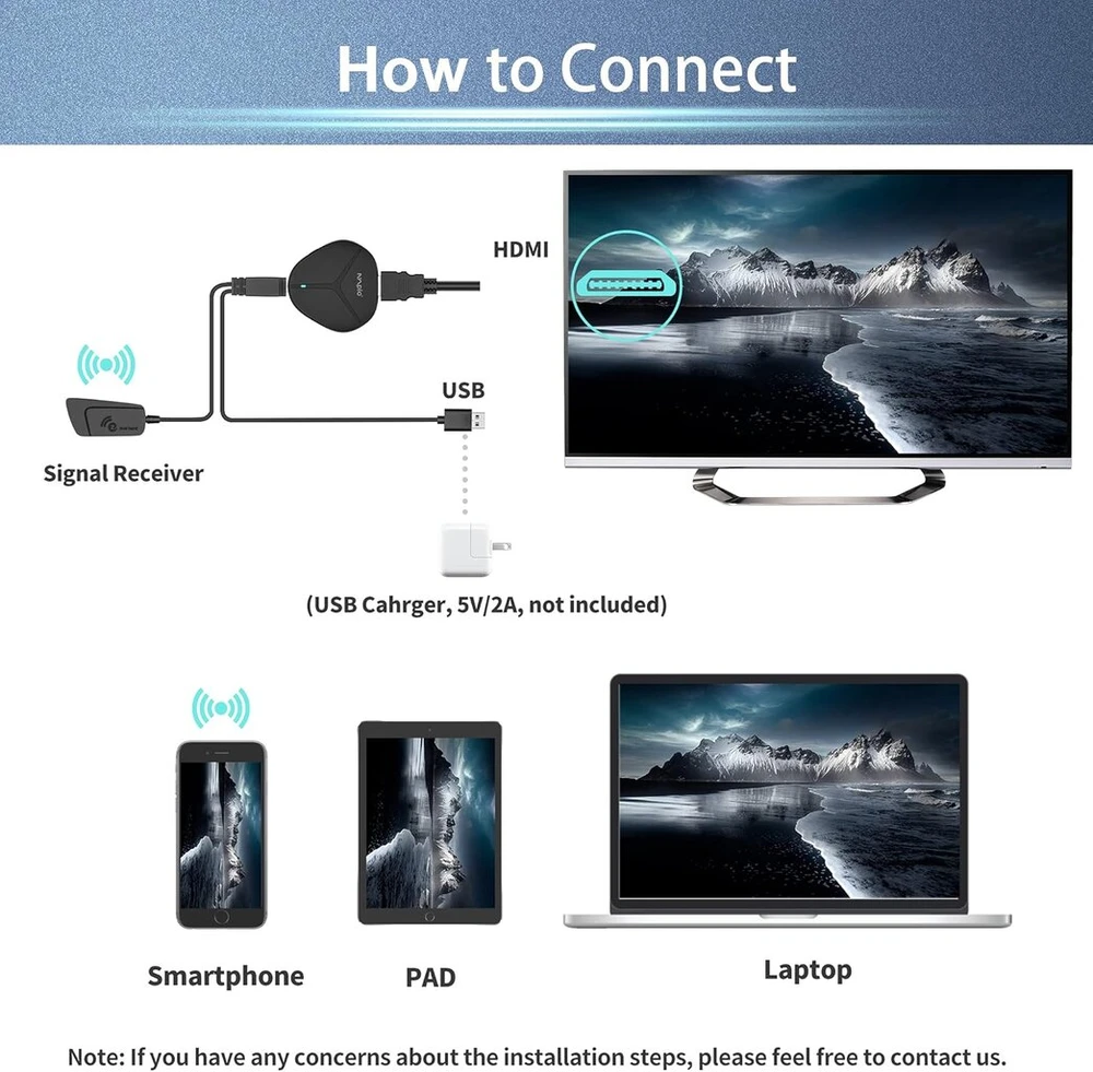 Vaizdo grotuvas Belaidis hdmi ekrano adapteris, 4k hdr wifi hdmi srautinio vaizdo sinchronizavimo adapteris, suderinamas su phone/pad/os/android/windows/mac/pc į hdtv/monitorių/projektorių, miracast airplay dlna, juodas