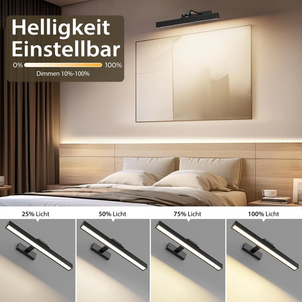 Belaidis Led paveikslo šviestuvas su pulteliu, įkraunamas