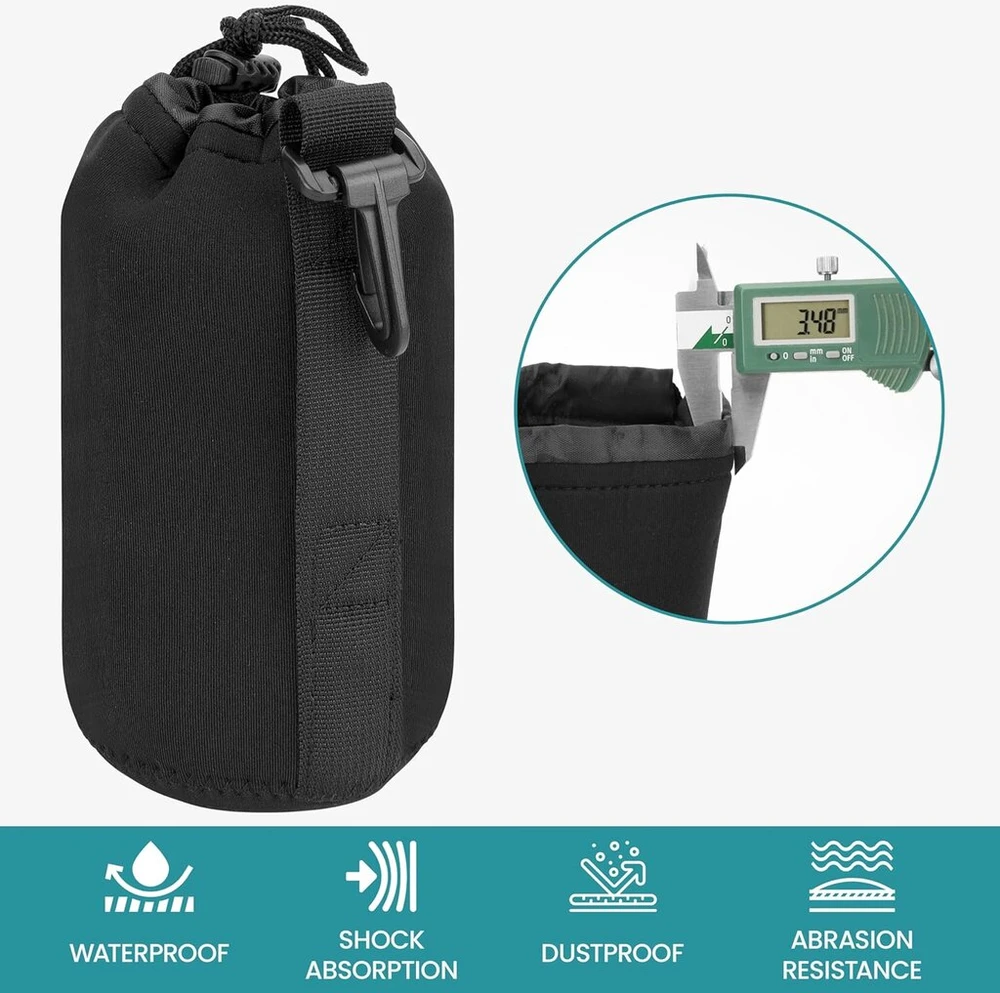Belle Vous 4 dalių juodų objektyvų krepšelių rinkinys - vandeniui atsparus neopreno dėklas universaliam Dslr fotoaparato objektyvui - minkšti nešiojimo krepšiai / kelioniniai krepšiai - mažas, vidutinis, didelis ir Xl objektyvo krepšys, juodas, Bvous-pwn