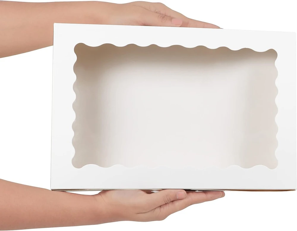 Belle Vous Pakuotė iš 10 baltų kraft popieriaus keksiukų transportavimo dėžučių su apžvalgos langu – 20,2 x 30,5 x 7 cm – vienkartinės pakavimo dėžutės – sausainiams, keksiukams, pyragams, šokoladams pakuoti ir keksiukų dėžutė