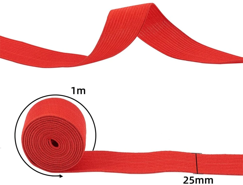 Benecreat plokščios guminės juostos, 37 jardai/34 m, 25 mm pločio, 34 spalvų, elastinės siuvimo juostos suknelėms, sijonams, juosmenims, perukams
