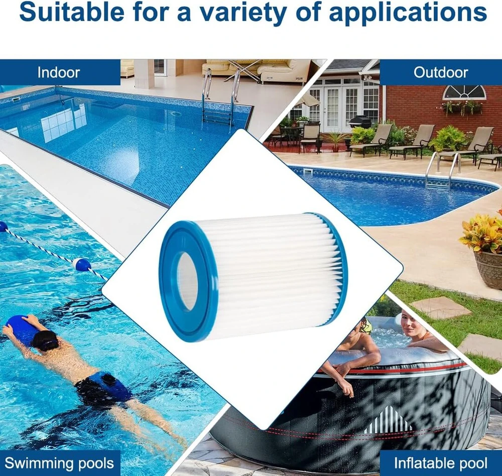 Benfosh baseino filtras, suderinamas su Bestway Type Ii 58094 картridžu, pripučiamo baseino filtras, suderinamas su Lay-su Spa sūkurinės vonios filtru, 6 vnt.