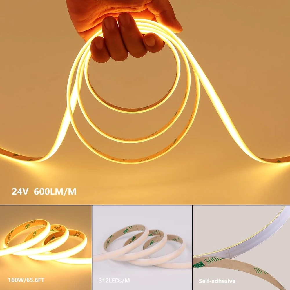 Benlun 24 V cob led juosta diffusion 20 m (10 m x 2), led juosta 3000 k šiltai balta lauko pieno baltumo silikoninė vandeniui atspari led juosta laukui 11 w/m cri 93 su maitinimo šaltiniu kambario dekoravimui