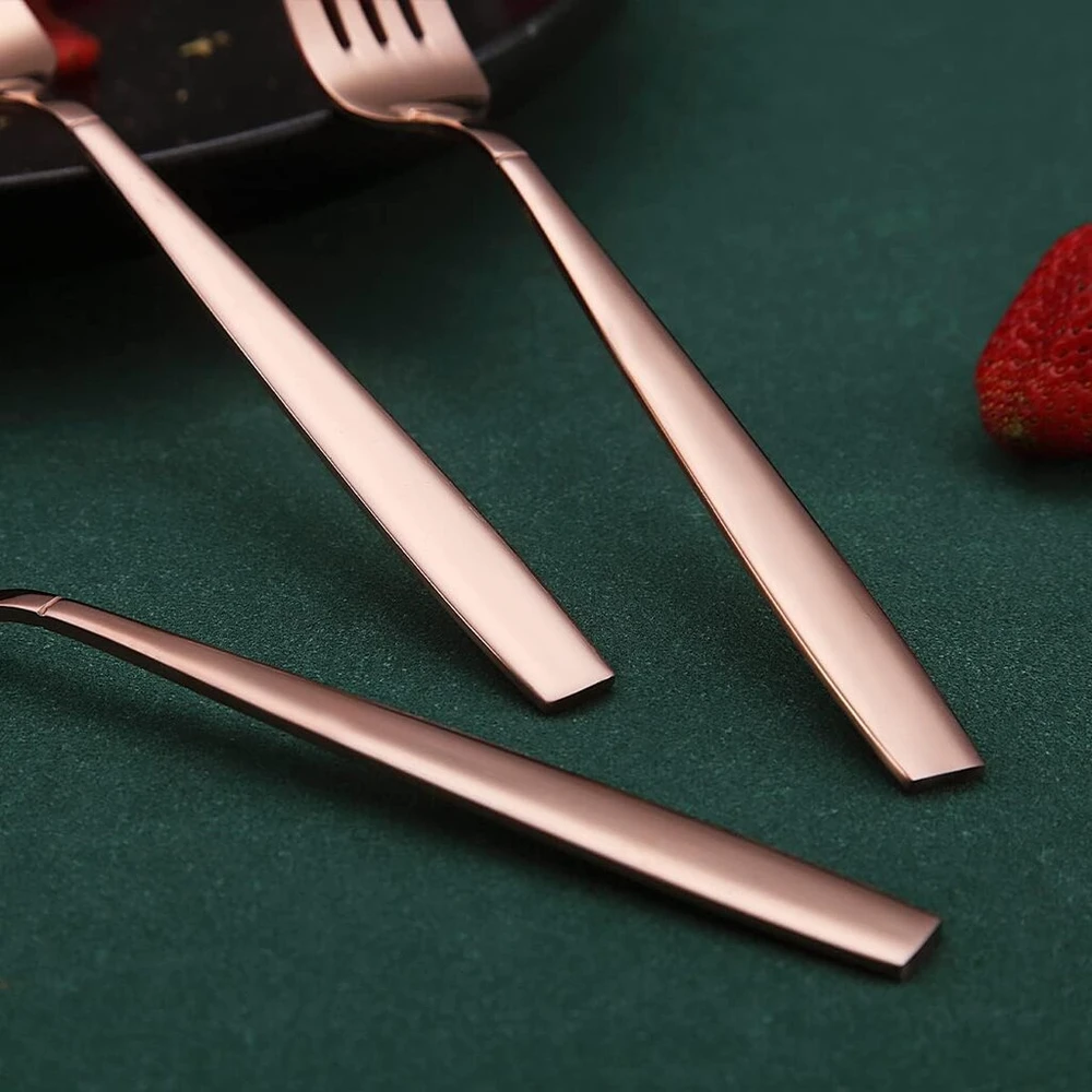 Berglander rožinio aukso šakutės, 6 vnt., nerūdijančio plieno titano blizgios vario spalvos šakučių rinkinys, šakutės ir šaukštai, stalo įrankiai, šaukštų ir šakučių rinkinys