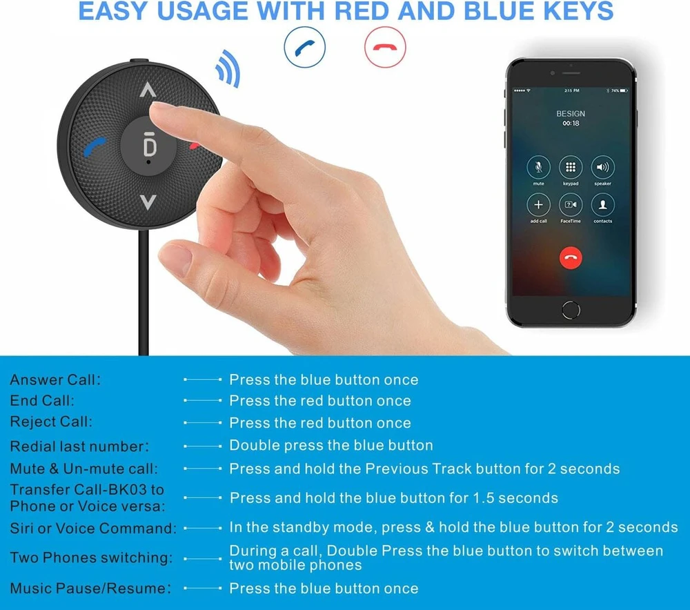 Besign Bk03 Bluetooth 5.0 laisvų rankų įranga, bluetooth imtuvas automobilio garsiakalbių sistemai su 3,5 mm lizdu