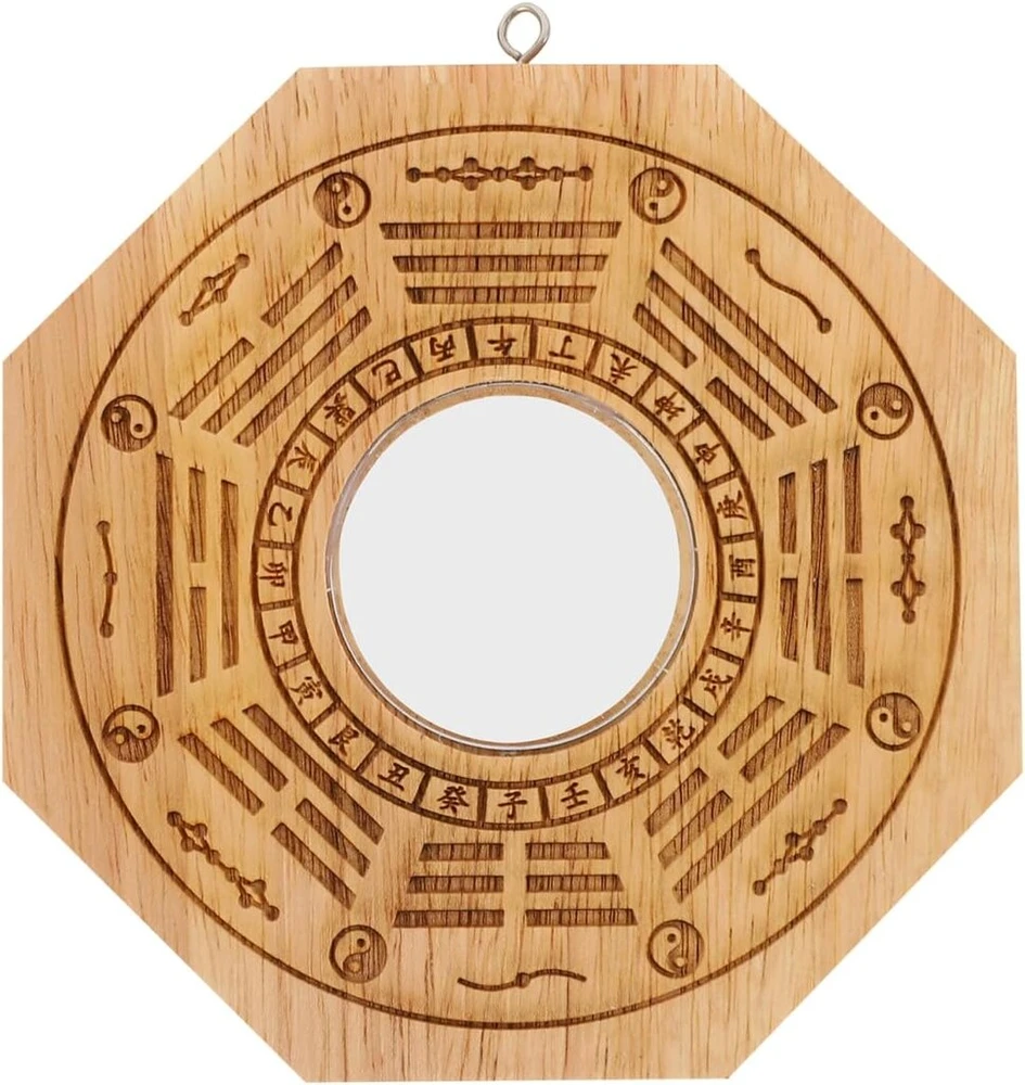 Besportble kinietiškas feng shui bagua veidrodis: išgaubtas sieninis medinis veidrodis išgaubtas / įgaubtas veidrodis sieninis veidrodis dekoratyviniai pakabukai ornamentai turtui egzorcizmui svetainės sienų dekoravimas langų dekoravimas