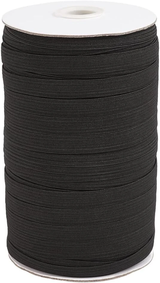 Bestewelry 10 mm juoda elastinė virvelė, plokščia juosmens juosta siuvimui, elastinė juosta su ritė galvos juostoms, drabužių siuvimo amatams