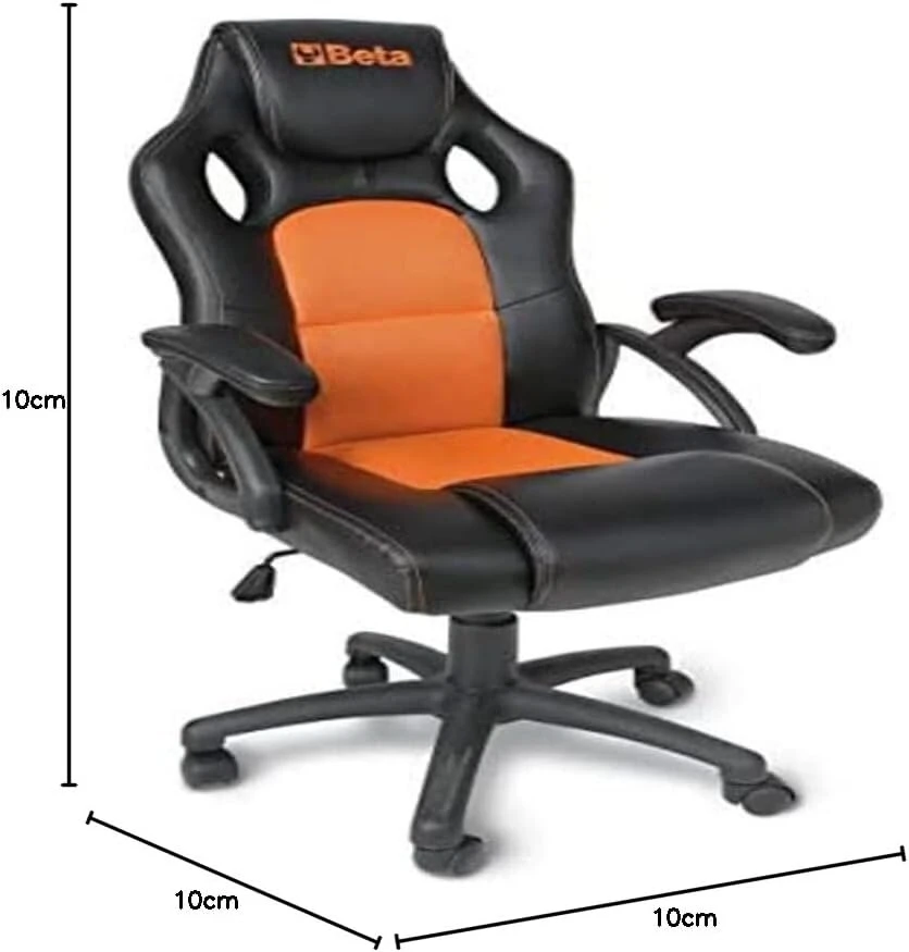Beta 9563g biuro kėdė, biuro kėdė svečiams, darbo kėdė (ergonomiško ir sportiško dizaino biuro kėdė, apmušalas iš Pu dirbtinės odos, paminkštinti ir išlenkti porankiai, patraukli forma), oranžinė/juoda
