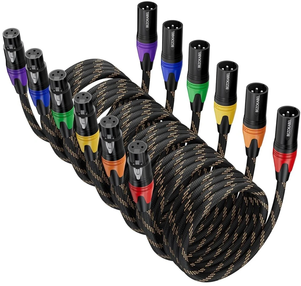 Bezokabel Xlr kabeliai, Xlr mikrofono kabeliai 11m 6 vnt nailono pynė, subalansuotas Xlr garsiakalbio kabelis 3 kontaktų mikrofono kabelis nuo vyriško iki moteriško mikrofonams, mikšeriams ir garsiakalbių sistemoms