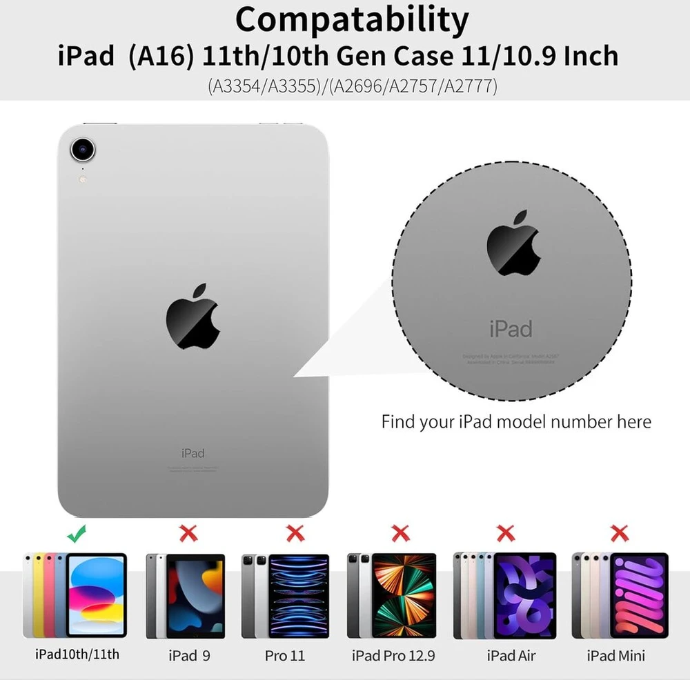 Bfgtsjf dėklas, skirtas ipad a16 11-os kartos 11 colių 2025 m., ipad 10-os kartos 2022 m. 10,9 colių, automatinio miego/pabudimo funkcija, itin lengvas plonas minkštas tpu galinis apsauginis dėklas, išmanus folio viršelis, žalias