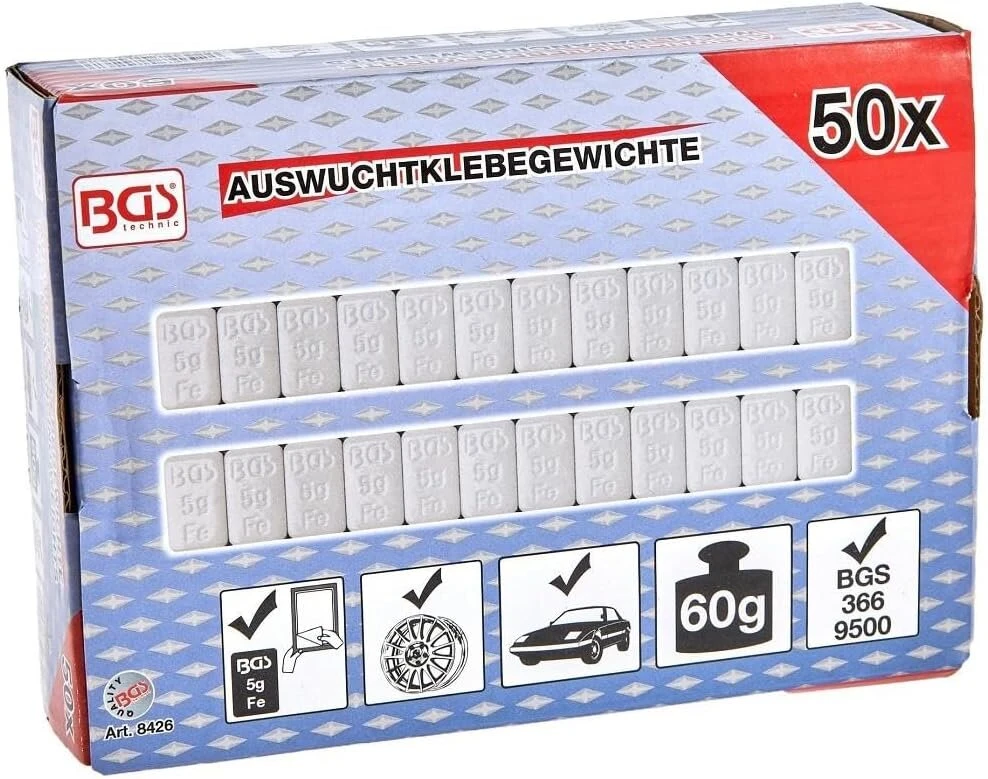 Bgs balansavimo svareliai, 12 x 5g pakuotė 50 – 8426
