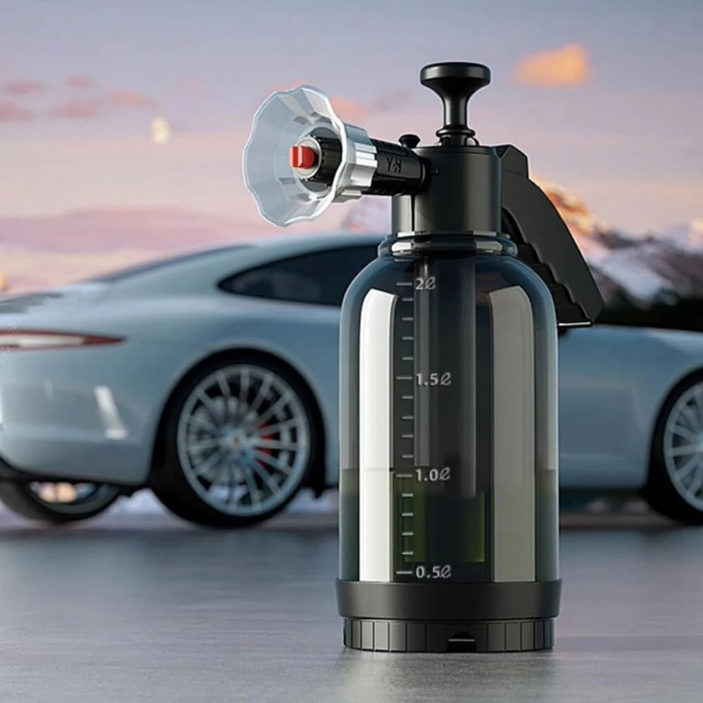 Bibholy putų purkštuvas automobiliui, slėginis purkštuvas sodo putų purkštuvas su 2 purkštukų tipais, universalus slėginis purkštuvas automobilių plovimui, sodininkystei, naminių gyvūnėlių priežiūrai (juodas + kempinė)