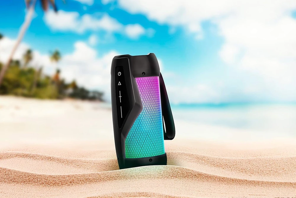 Kompiuterio kolonėlės Bigben Interactive Party atsparus vandeniui mini bluetooth garsiakalbis su šviesos efektais - juodas