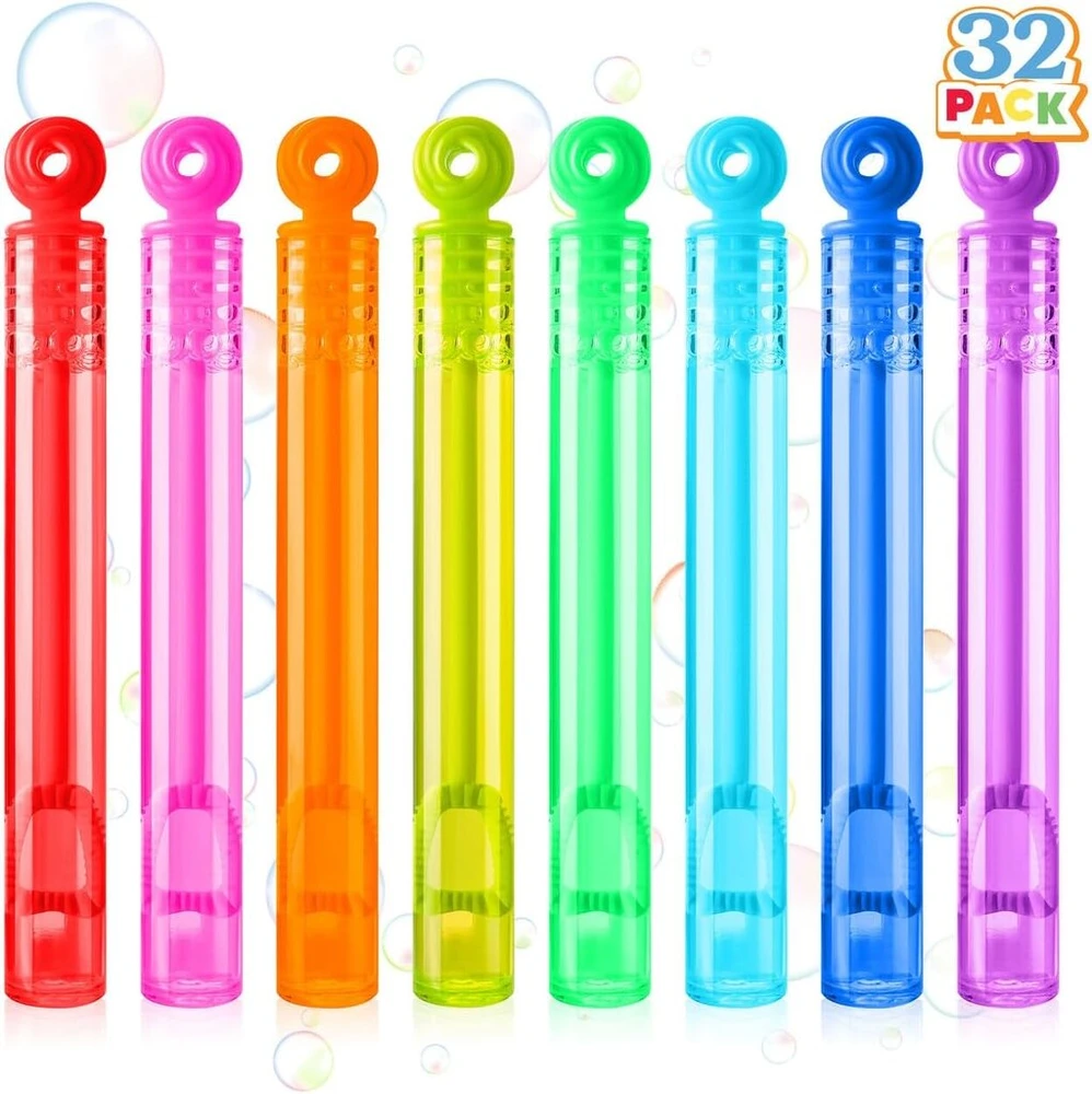 Bigbuy Carnival 32 mini muilo burbuliukų lazdelės, 8 spalvos, vakarėlio dovanėlės vaikams