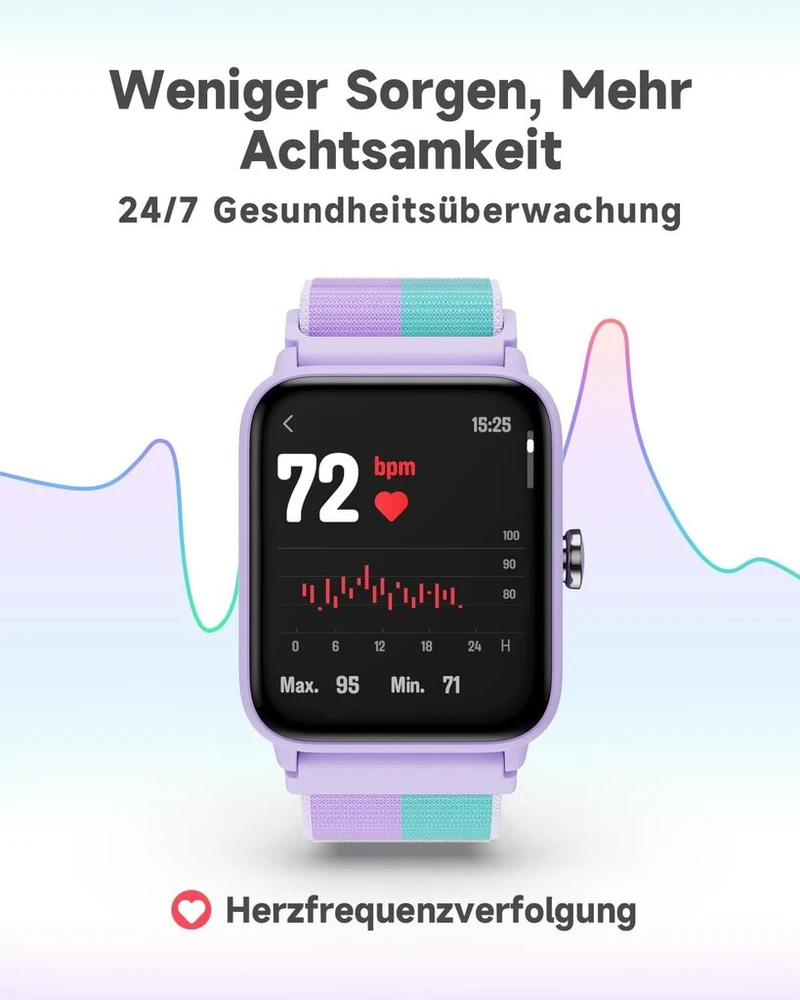 Biggerfive išmanusis laikrodis vaikams, fitneso sekiklis, skaitmeninis fitneso laikrodis su pedometru, pulso matuoklis 24/7, atsparus vandeniui 5atm, miego stebėjimo funkcija, žadintuvas, 1,5 colio hd jutiklinis ekranas mergaitėms nuo 3 iki 14 metų, nailo