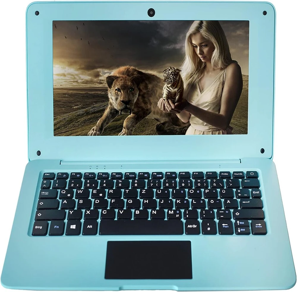 Bigmachine kompiuteris nešiojamas mini 10.1 colio 32gb windows 10 itin plonas ir lengvas netbook keturių branduolių pc hdmi usb webcam netflix youtube qwertz išdėstymas (mėlynas)