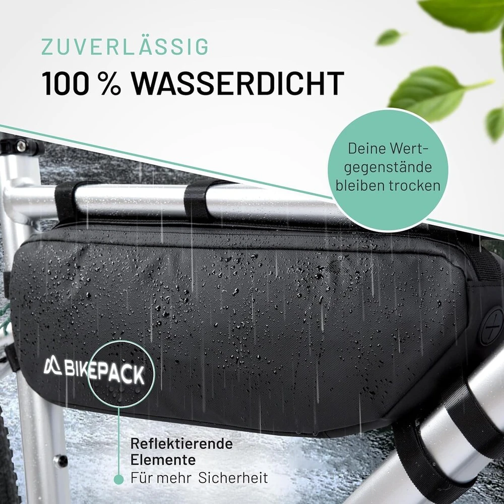 Bikepack Dviračio krepšys ant rėmo – idealus dviračio krepšys, rėmo krepšys plento ir kalnų dviračiams – viršutinio vamzdžio krepšys, puikiai tinkantis kaip krepšys dviračių žygiams / aukščiausios kokybės dviračių krepšiai (rėmo krepšys)