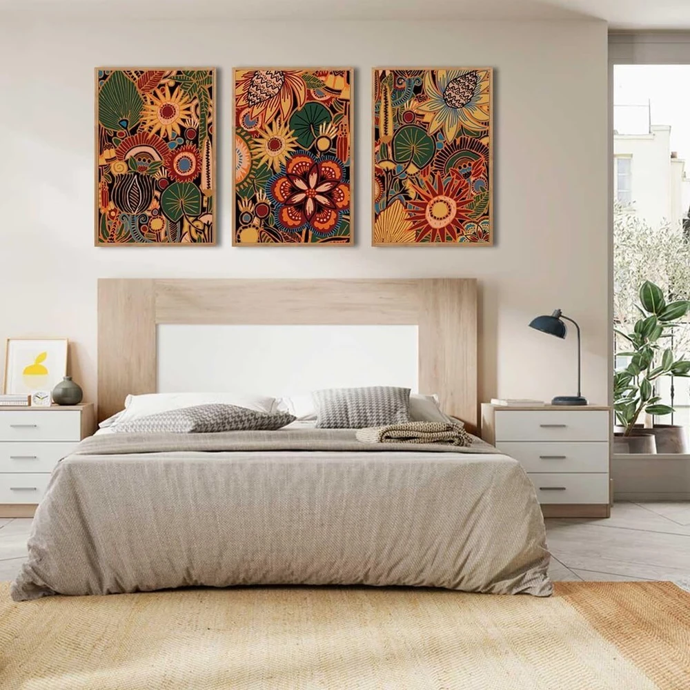 Plakatas Bincue spalvotos gėlės sienų paveikslai, vintažinės gėlės drobės sienų menas, boho sienų dekoravimo rėmas, moderni svetainės sienų dekoracija, vintažiniai botaniniai paveikslai meno spaudinys miegamojo biuro dekoravimui 30