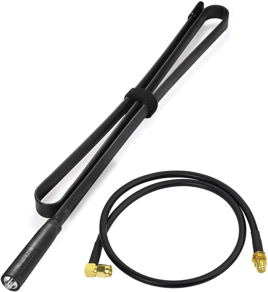 Bingfu radijo antena, dviejų dažnių Vhf Uhf 144/430 Mhz 108 cm sulankstoma Cs taktinė Sma female antena su 1 m ilgio prailginimo laidu, skirta Baofeng Bf-f8hp Uv-5r Uv-82 Bf-888s Gt-3 mėgėjiškam radijui