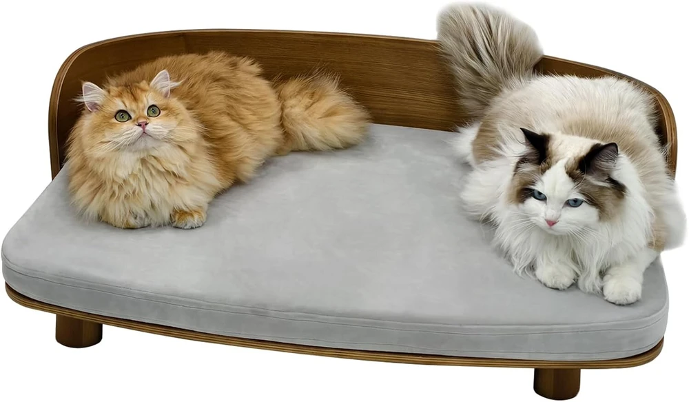 Binopaw elegantiška šunų sofa su mediniu rėmu, paaukštinta lova augintiniams, kačių sofa šunims ir dideliems katinams iki 20 kg, 83 x 57 cm