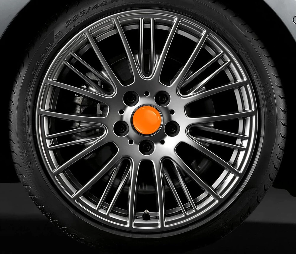Biomar Labs 4 x 50 mm lipdukas 3d silikoninis oranžinis blizgus ratų gaubtams stebulės dangteliams ratų lipdukas stebulės dangtelis A 1550