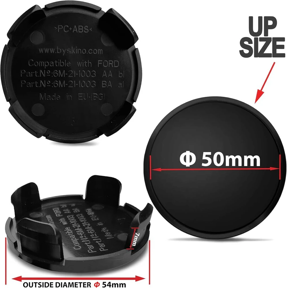 Biomar Labs 4 x 54 mm stebulės gaubteliai, suderinami su Ford ratų centriniais gaubteliais, stebulės gaubteliai, lengvojo lydinio ratlankiai, balti, juodi Cf 61