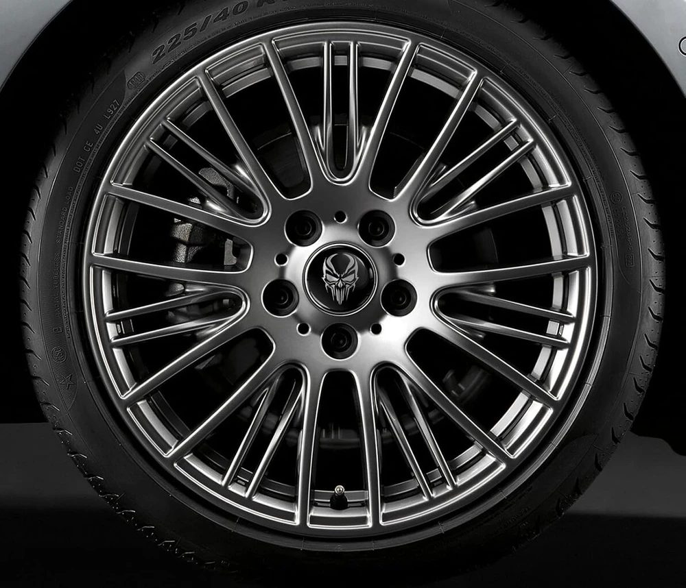 Biomar Labs 4 x 68 mm stebulės gaubteliai, suderinami su bmw 36136783536 ratų stebulės gaubteliais lengvojo lydinio ratlankiams skull cb 54