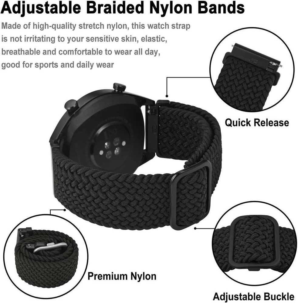 Bisonstrap Nailono Laikrodžio Dirželis: Reguliuojamas, 18-22mm