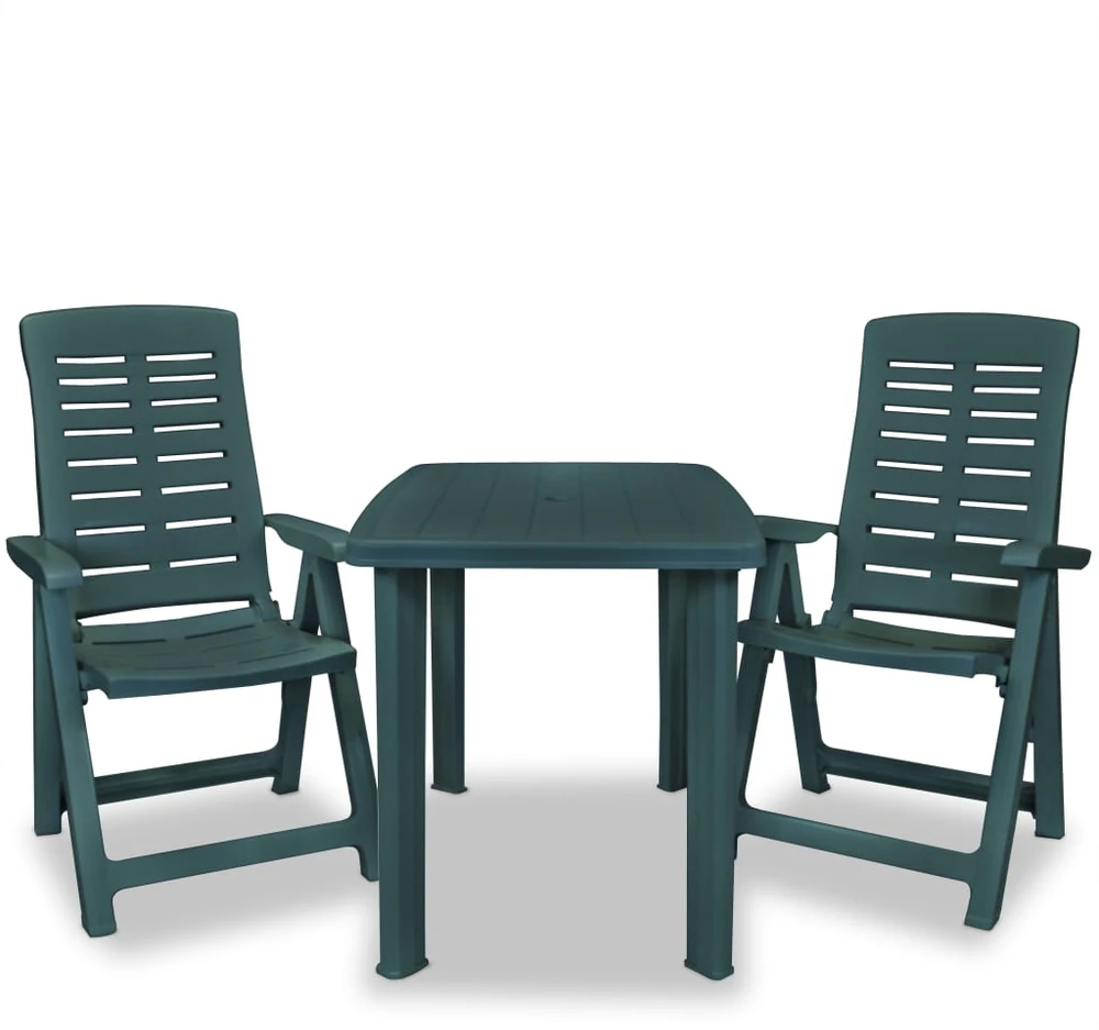 Lauko baldų komplektas Bistro baldų komplektas, 3d., žalias, plastikas