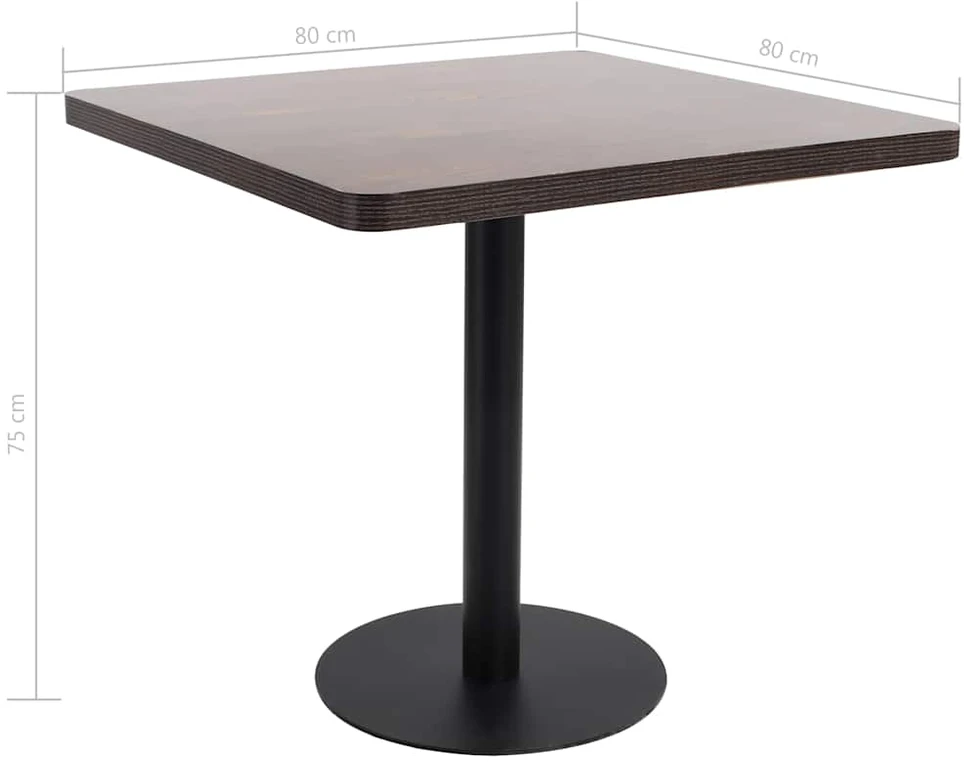 Bistro staliukas, tamsiai rudos spalvos, 80x80cm, MDF