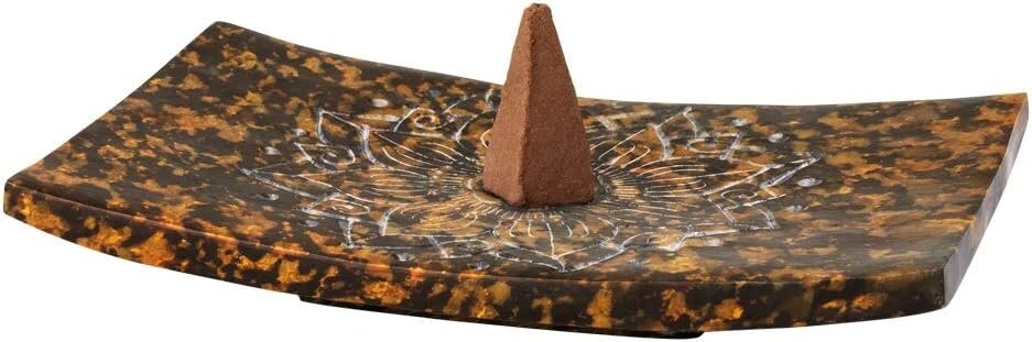 Bitto Panupa smilkalų laikiklis kvadratinis geltonas/oranžinis, sąžiningos prekybos, minkštas akmuo, apie 14 x 9 x 2 cm