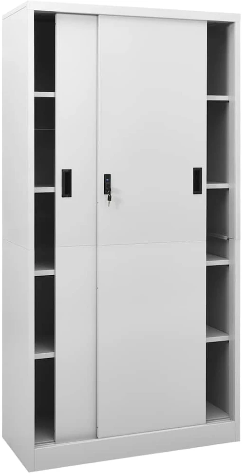 Biuro spintelė su stumdomom durim, pilka, 90x40x180cm, plienas