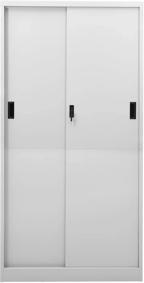 Biuro spintelė su stumdomom durim, pilka, 90x40x180cm, plienas
