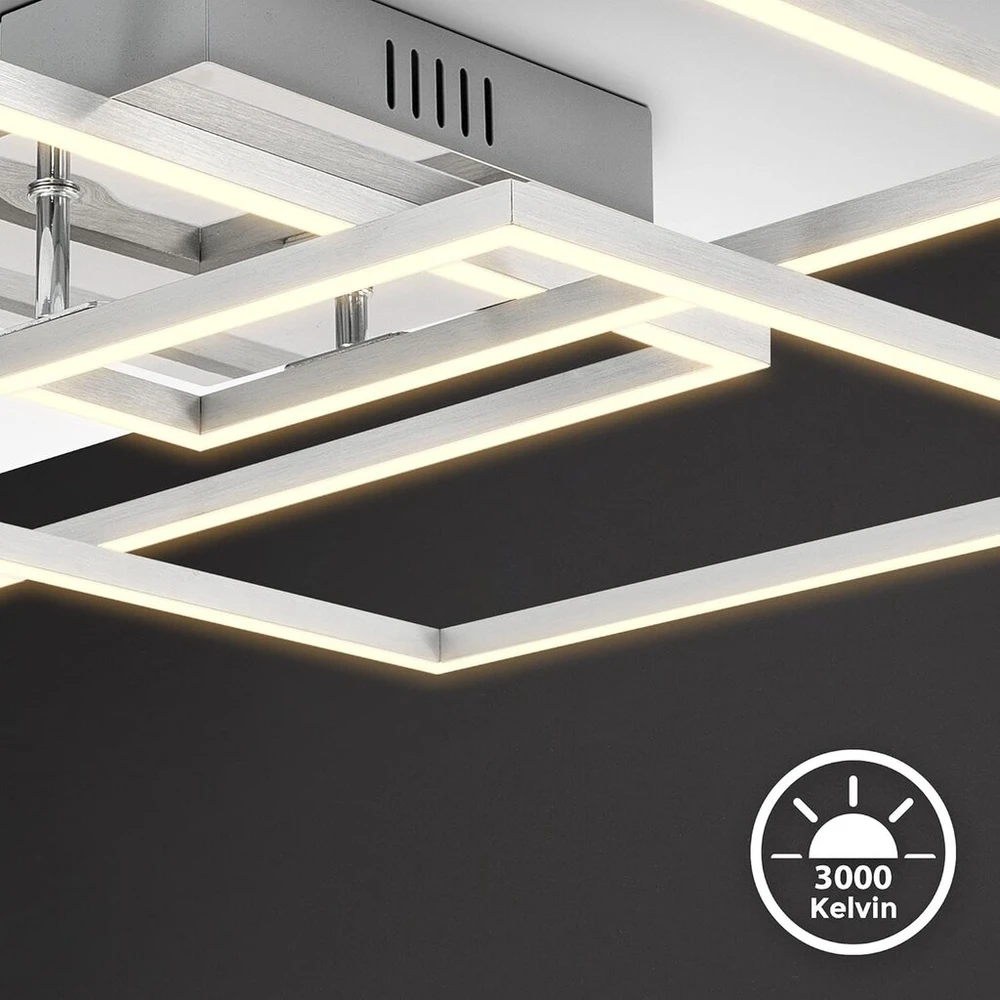 B.k.licht - Led lubinis šviestuvas pasukamas, šilta balta šviesa, 40 W, 4000 liumenų, lubinis šviestuvas, Led lempa, svetainės lempa, miegamojo lempa, virtuvės lempa, 56.8 x 56.8 x 9.5 cm, chromuotas aliuminis