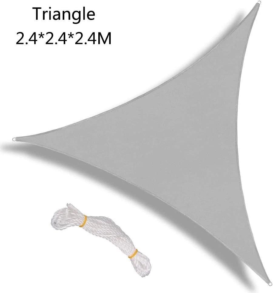 Blanketswarm trikampė burė nuo saulės 2,4 m x 2,4 m x 2,4 m su virve, smėlio spalvos, atspari uv spinduliams, vandeniui, skirta terasai, lauko veiklai